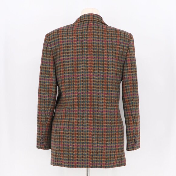 VINTAGE GIORGIO SANT'ANGELO Houndstooth Wool Double Breasted Blazer Size 12 - Picture 4 of 6